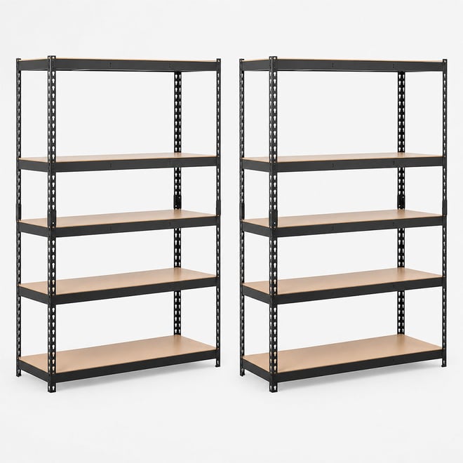 Boltless Black 5 Shelf Unit 1830 x 1200 x 400mm Kit Bundle of 2