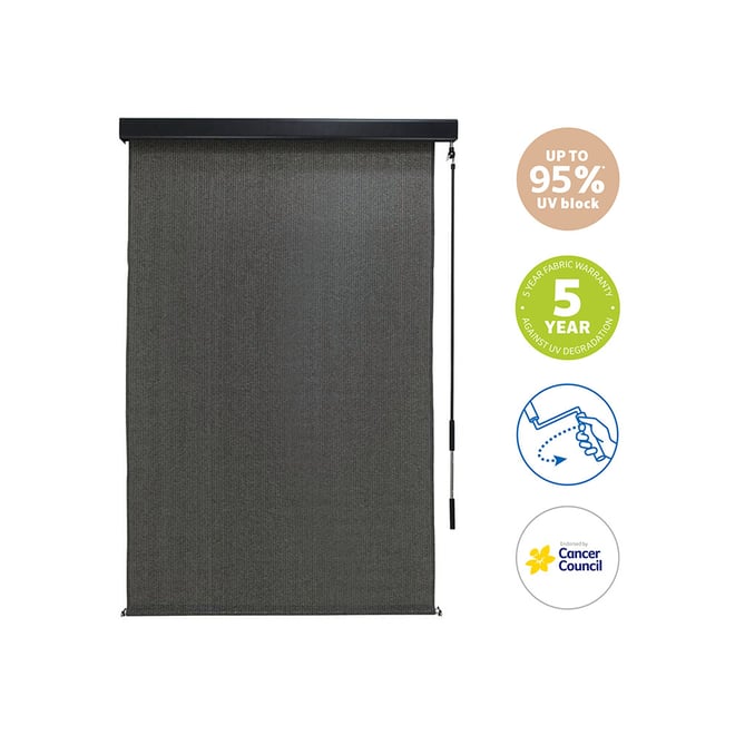 Coolaroo Premium Outdoor Blind with Pelmet Charcoal 1.5 x 2.4m