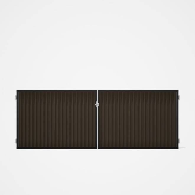 Good Neighbour® CGI Gate Premium .35 BMT Double 1.2m High Sheet: Banyan Brown, Frame: Ebony
