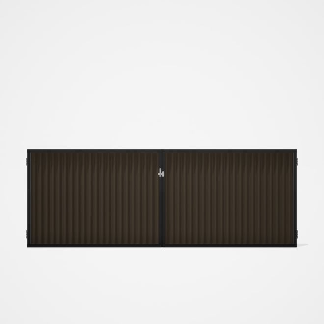 Good Neighbour® CGI Gate Premium .35 BMT Double 1.2m High Sheet: Banyan Brown, Frame: Ebony