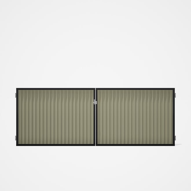 Good Neighbour® CGI Gate Premium .35 BMT Double 1.2m High Sheet: Moss Vale Sand, Frame: Ebony