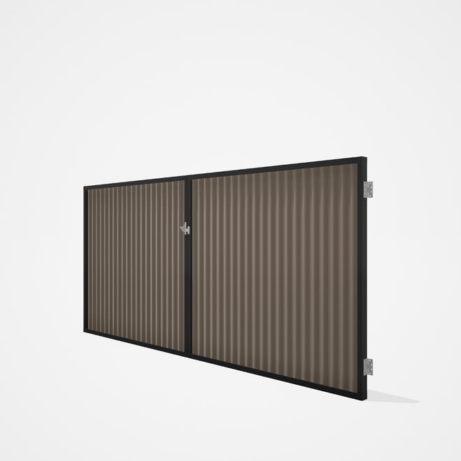 Good Neighbour® CGI Gate Premium .35 BMT Double 1.5m High Sheet: Beige, Frame: Ebony
