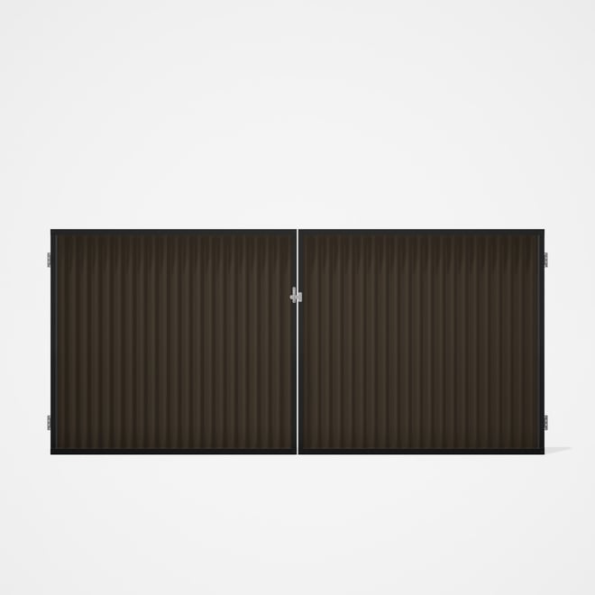 Good Neighbour® CGI Gate Premium .35 BMT Double 1.5m High Sheet: Banyan Brown, Frame: Ebony
