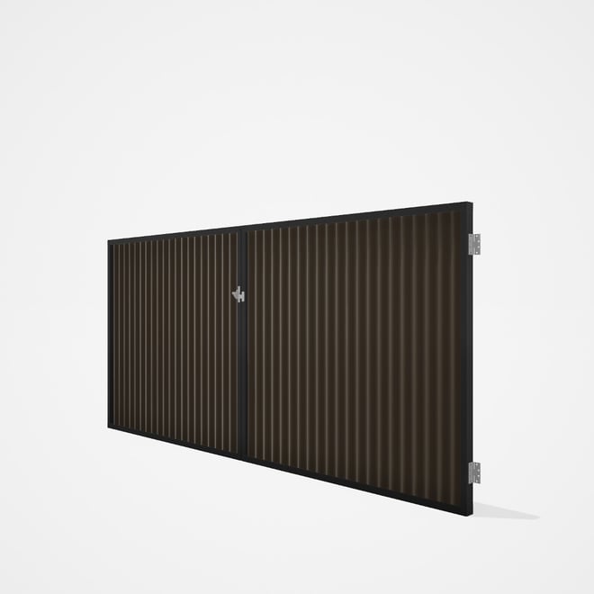 Good Neighbour® CGI Gate Premium .35 BMT Double 1.5m High Sheet: Banyan Brown, Frame: Ebony