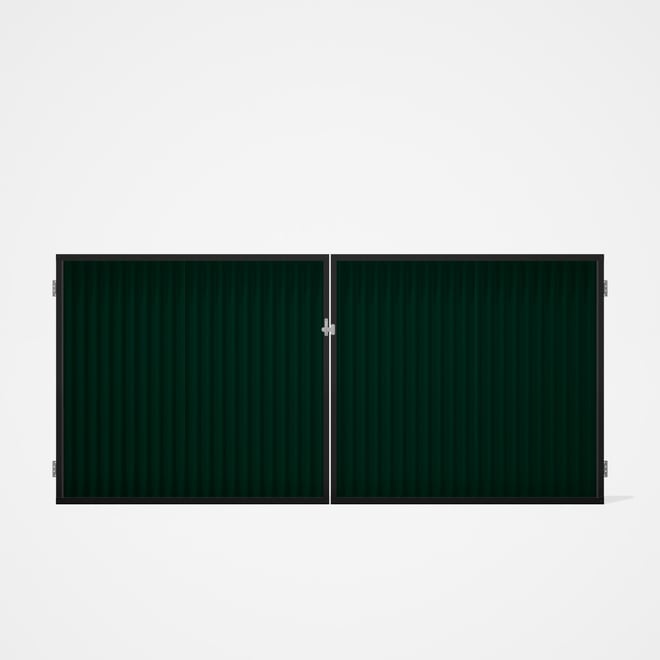 Good Neighbour® CGI Gate Premium .35 BMT Double 1.5m High Sheet: Caulfield Green, Frame: Ebony