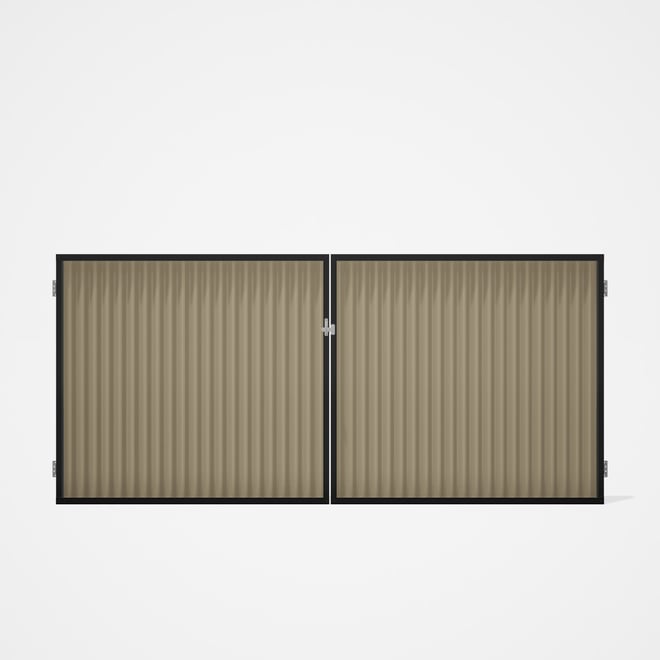 Good Neighbour® CGI Gate Premium .35 BMT Double 1.5m High Sheet: Merino, Frame: Ebony