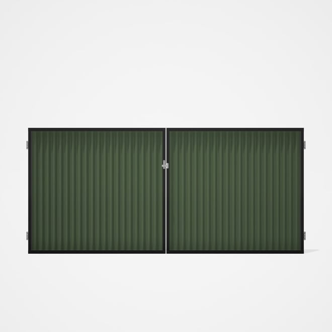 Good Neighbour® CGI Gate Premium .35 BMT Double 1.5m High Sheet: Mist Green, Frame: Ebony