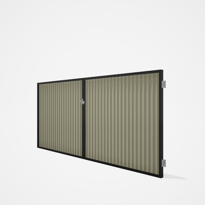 Good Neighbour® CGI Gate Premium .35 BMT Double 1.5m High Sheet: Moss Vale Sand, Frame: Ebony