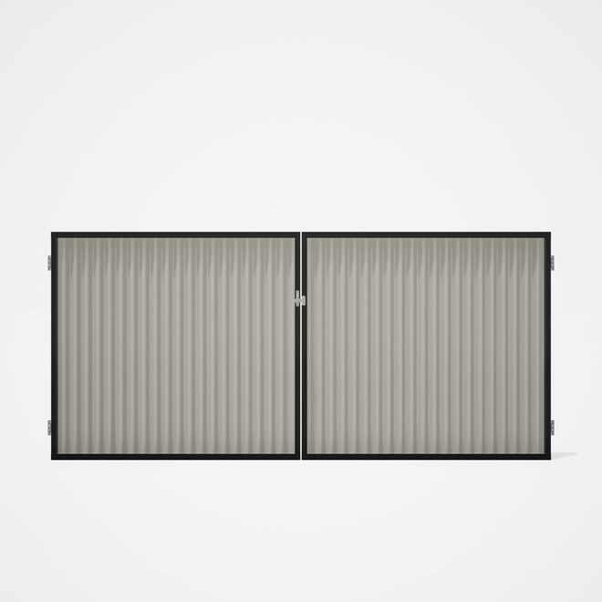Good Neighbour® CGI Gate Premium .35 BMT Double 1.5m High Sheet: Off White, Frame: Ebony