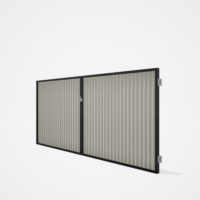 Good Neighbour® CGI Gate Premium .35 BMT Double 1.5m High Sheet: Off White, Frame: Ebony