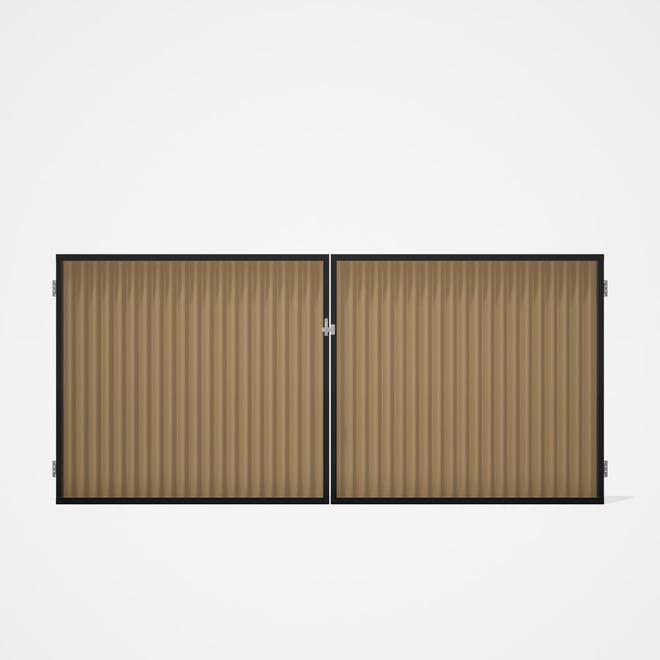 Good Neighbour® CGI Gate Premium .35 BMT Double 1.5m High Sheet: Wheat, Frame: Ebony