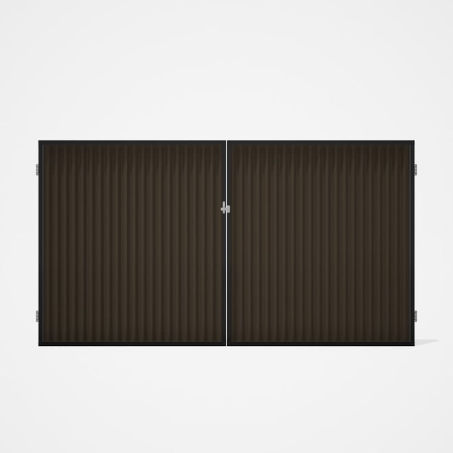 Good Neighbour® CGI Gate Premium .35 BMT Double 1.8m High Sheet: Banyan Brown, Frame: Ebony