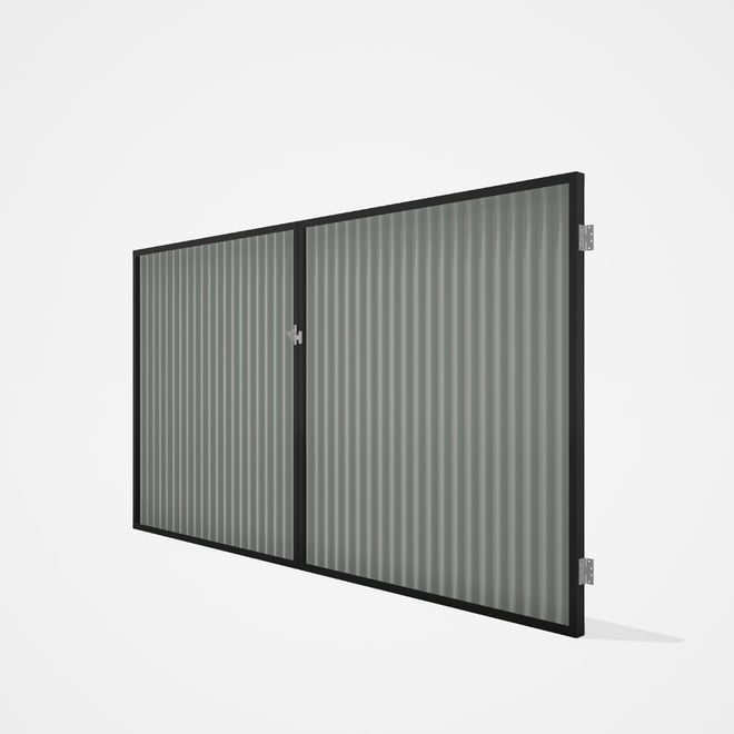 Good Neighbour® CGI Gate Premium .35 BMT Double 1.8m High Sheet: Gull Grey, Frame: Ebony