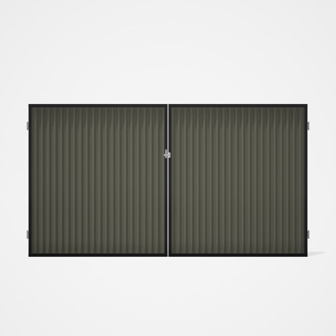 Good Neighbour® CGI Gate Premium .35 BMT Double 1.8m High Sheet: Marsh, Frame: Ebony