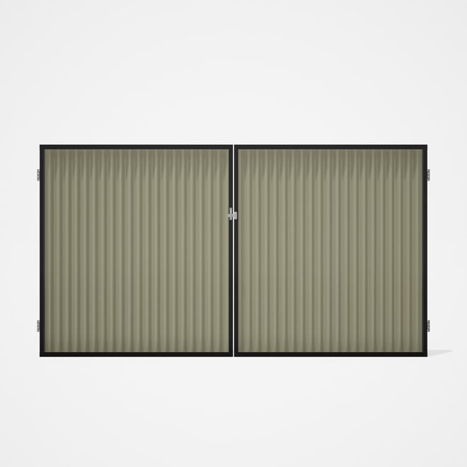 Good Neighbour® CGI Gate Premium .35 BMT Double 1.8m High Sheet: Moss Vale Sand, Frame: Ebony