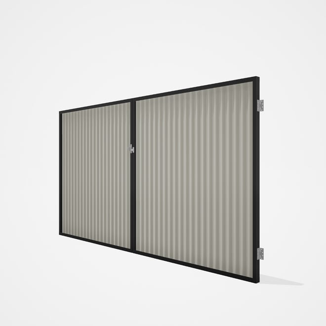Good Neighbour® CGI Gate Premium .35 BMT Double 1.8m High Sheet: Off White, Frame: Ebony