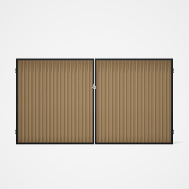 Good Neighbour® CGI Gate Premium .35 BMT Double 1.8m High Sheet: Wheat, Frame: Ebony