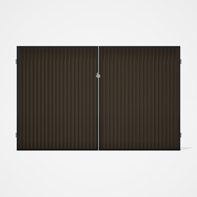 Good Neighbour® CGI Gate Premium .35 BMT Double 2.1m High Sheet: Banyan Brown, Frame: Ebony