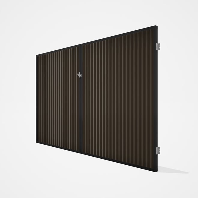 Good Neighbour® CGI Gate Premium .35 BMT Double 2.1m High Sheet: Banyan Brown, Frame: Ebony