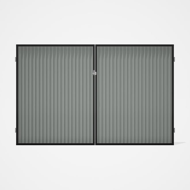Good Neighbour® CGI Gate Premium .35 BMT Double 2.1m High Sheet: Gull Grey, Frame: Ebony