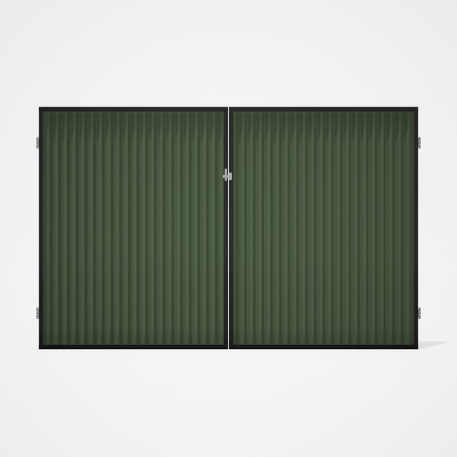 Good Neighbour® CGI Gate Premium .35 BMT Double 2.1m High Sheet: Mist Green, Frame: Ebony