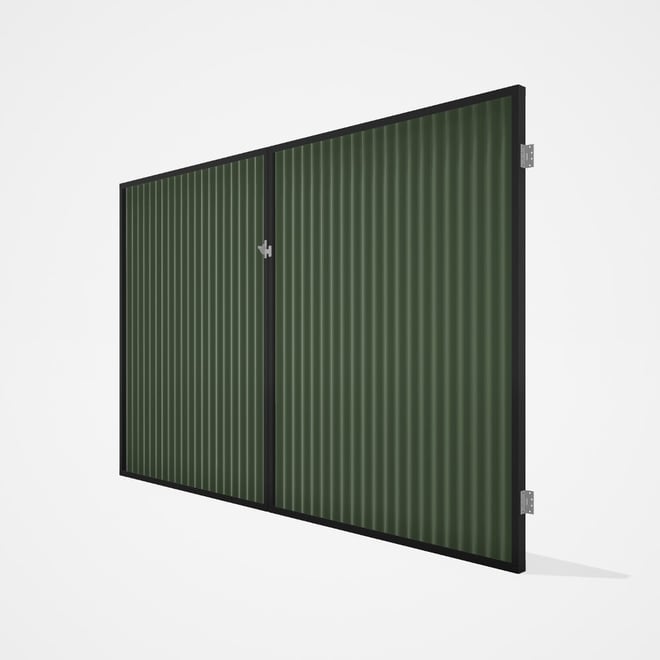 Good Neighbour® CGI Gate Premium .35 BMT Double 2.1m High Sheet: Mist Green, Frame: Ebony