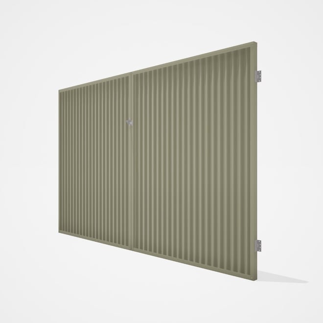 Good Neighbour® CGI Gate Premium .35 BMT Double 2.1m High Sheet: Moss Vale Sand, Frame: Moss Vale Sa