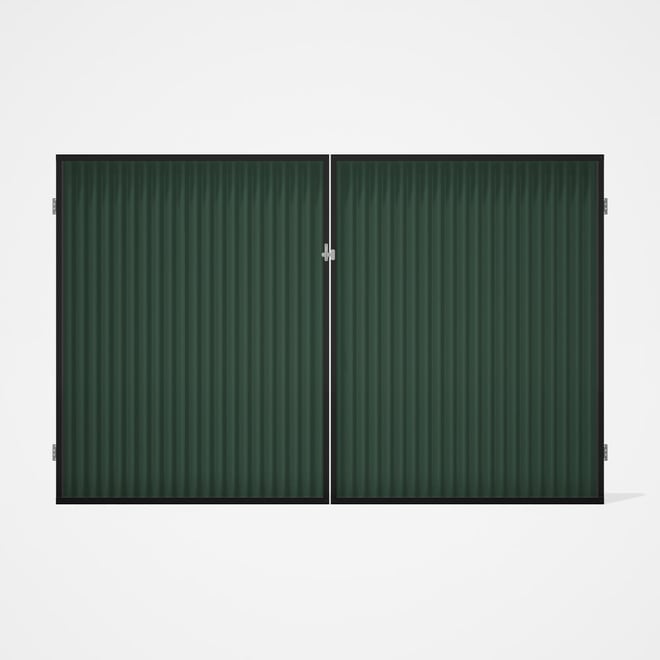 Good Neighbour® CGI Gate Premium .35 BMT Double 2.1m High Sheet: Rivergum, Frame: Ebony