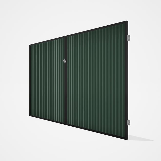 Good Neighbour® CGI Gate Premium .35 BMT Double 2.1m High Sheet: Rivergum, Frame: Ebony
