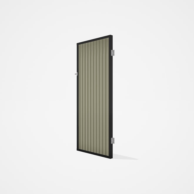 Good Neighbour® CGI Gate Premium .35 BMT Single 2.1m High Sheet: Moss Vale Sand, Frame: Ebony
