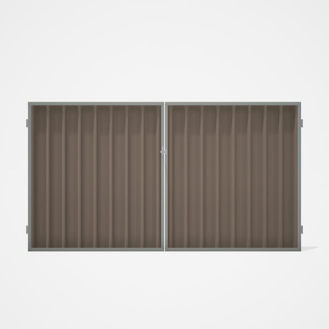 Good Neighbour® Superdek® Double Gate Standard .32 BMT 1.8m High Sheet: Beige, Frame: Gull Grey