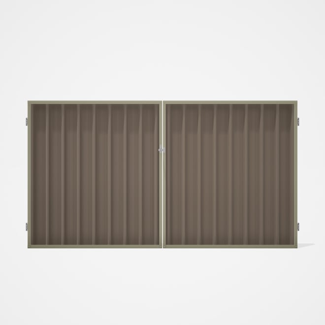 Good Neighbour® Superdek® Double Gate Standard .32 BMT 1.8m High Sheet: Beige, Frame: Moss Vale Sand
