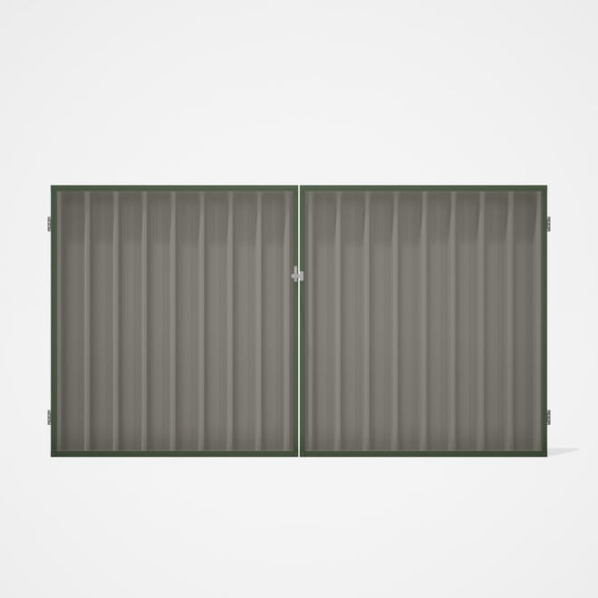 Good Neighbour® Superdek® Double Gate Standard .32 BMT 1.8m High Sheet: Birch, Frame: Mist Green