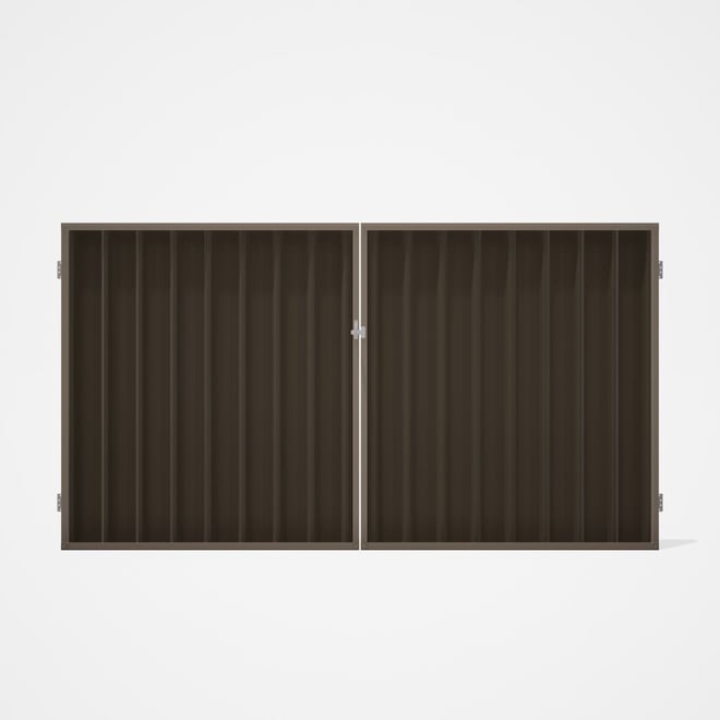 Good Neighbour® Superdek® Double Gate Standard .32 BMT 1.8m High Sheet: Banyan Brown, Frame: Beige