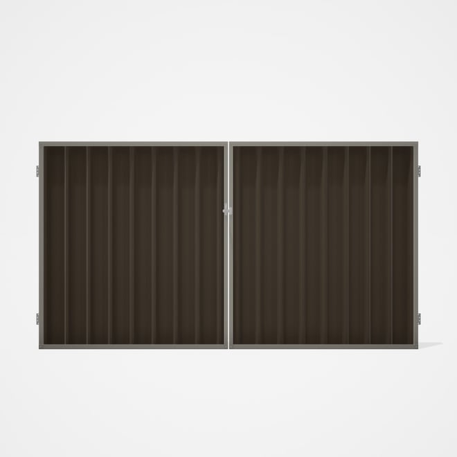 Good Neighbour® Superdek® Double Gate Standard .32 BMT 1.8m High Sheet: Banyan Brown, Frame: Birch