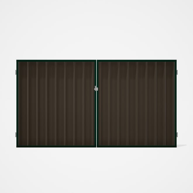 Good Neighbour® Superdek® Double Gate Standard .32 BMT 1.8m High Sheet: Banyan Brown, Frame: Caulfie