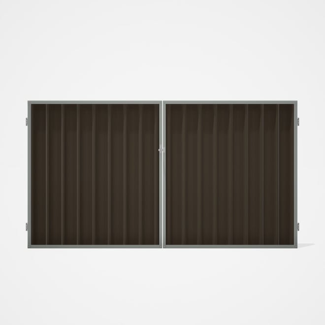 Good Neighbour® Superdek® Double Gate Standard .32 BMT 1.8m High Sheet: Banyan Brown, Frame: Gull Gr