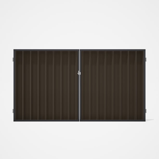 Good Neighbour® Superdek® Double Gate Standard .32 BMT 1.8m High Sheet: Banyan Brown, Frame: Granite
