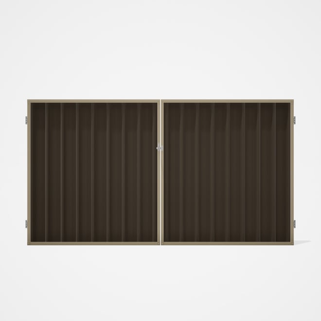 Good Neighbour® Superdek® Double Gate Standard .32 BMT 1.8m High Sheet: Banyan Brown, Frame: Merino