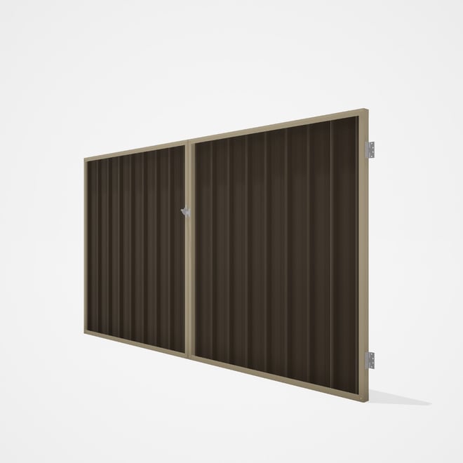 Good Neighbour® Superdek® Double Gate Standard .32 BMT 1.8m High Sheet: Banyan Brown, Frame: Merino