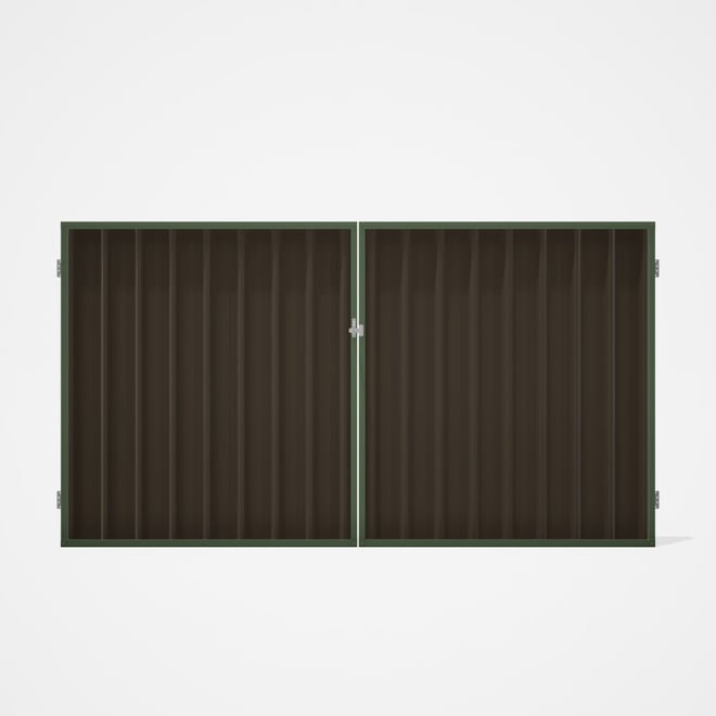 Good Neighbour® Superdek® Double Gate Standard .32 BMT 1.8m High Sheet: Banyan Brown, Frame: Mist Gr