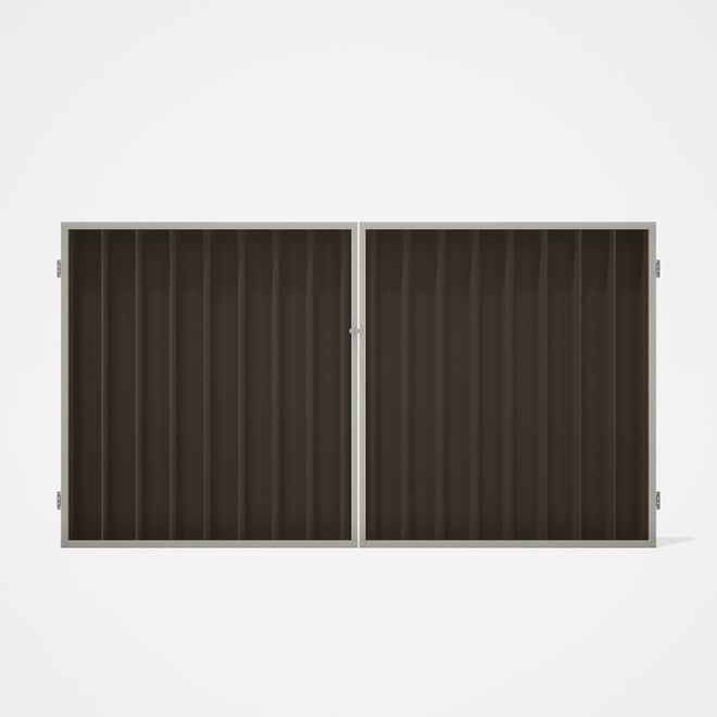 Good Neighbour® Superdek® Double Gate Standard .32 BMT 1.8m High Sheet: Banyan Brown, Frame: Off Whi