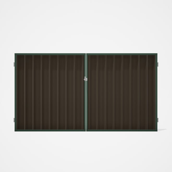 Good Neighbour® Superdek® Double Gate Standard .32 BMT 1.8m High Sheet: Banyan Brown, Frame: Rivergu
