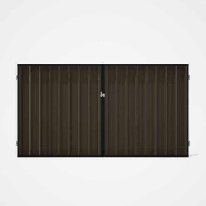 Good Neighbour® Superdek® Double Gate Standard .32 BMT 1.8m High Sheet: Banyan Brown, Frame: Slate G