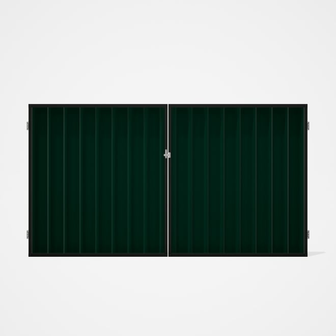 Good Neighbour® Superdek® Double Gate Standard .32 BMT 1.8m High Sheet: Caulfield Green, Frame: Slat