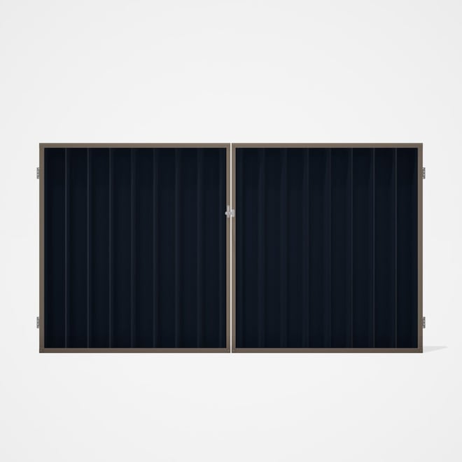 Good Neighbour® Superdek® Double Gate Standard .32 BMT 1.8m High Sheet: Dark Stone, Frame: Beige