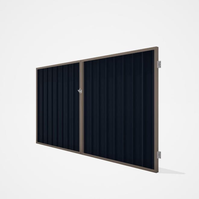 Good Neighbour® Superdek® Double Gate Standard .32 BMT 1.8m High Sheet: Dark Stone, Frame: Beige