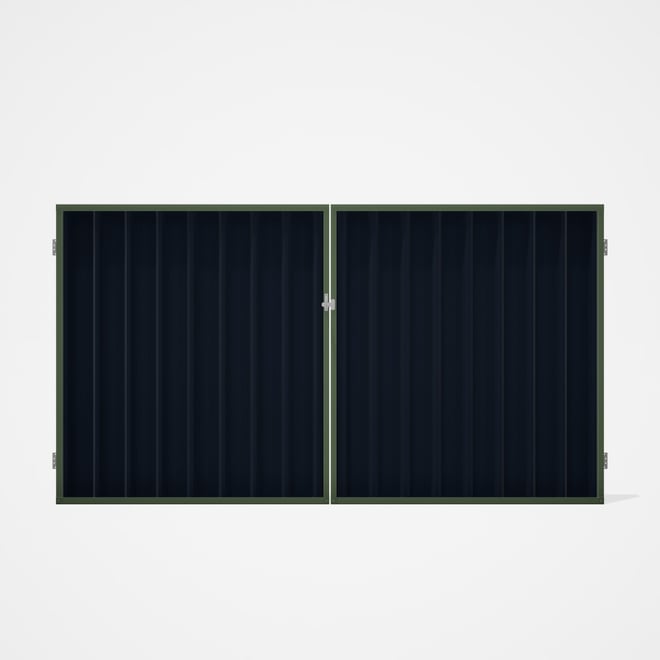 Good Neighbour® Superdek® Double Gate Standard .32 BMT 1.8m High Sheet: Dark Stone, Frame: Mist Gree