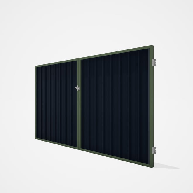 Good Neighbour® Superdek® Double Gate Standard .32 BMT 1.8m High Sheet: Dark Stone, Frame: Mist Gree