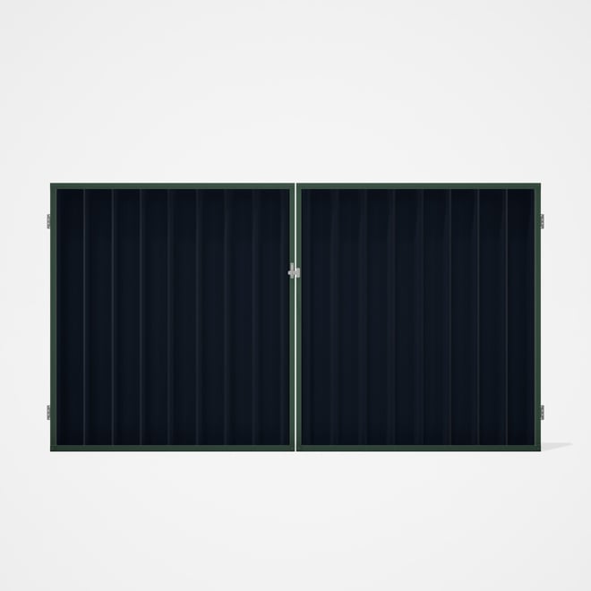 Good Neighbour® Superdek® Double Gate Standard .32 BMT 1.8m High Sheet: Dark Stone, Frame: Rivergum